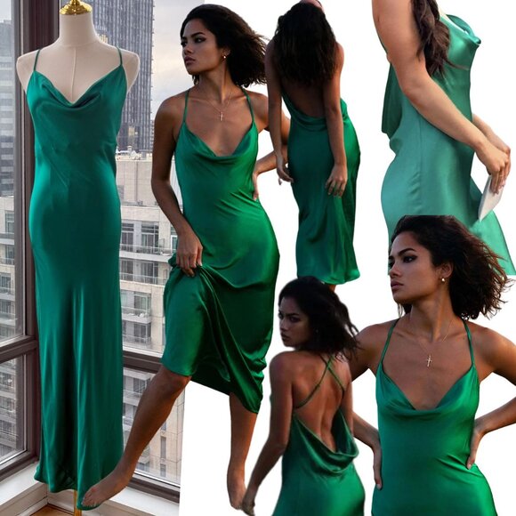 🆕 RAT & BOA 🧿 NWOT Gigi Slip Maxi Dress, Green - Sz S / US 4 - Picture 1 of 17